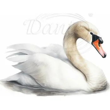 Textilní nažehlovací páska Dante Nažehlovačka Labuť bílá - 6 x 4 cm