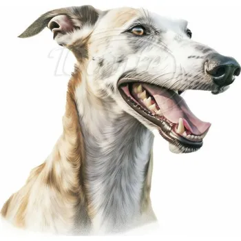 Textilní nažehlovací páska Dante Nažehlovačka Chrt úsměv - 6 x 6 cm