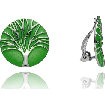 Náušnice Yvon Elegantní zelené klipsy se stromem života