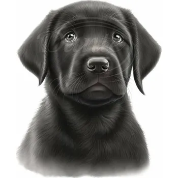 Textilní nažehlovací páska Dante Nažehlovačka Labrador štěně černý - 10 x 12 cm