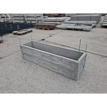 Vyvýšený záhon Barigadi Vyvýšený záhon betonový 200x50 cm, výška 50 cm, vzor dřevo, hnědá