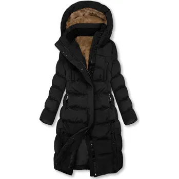 Extra teplá dlouhá zimní bunda v černé barvě