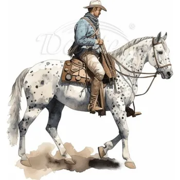 Textilní nažehlovací páska Dante Nažehlovačka Apalůský kůň a kovboj - 6 x 6 cm