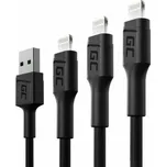 Green Cell USB Cable Set 3x Green Cell GC Ray USB kabel - Lightning 30cm, 120cm, 200cm pro iPhone, iPad, iPod, bílá LED, rychlé nabíjení