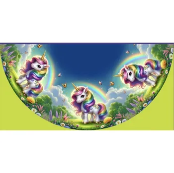 Panel- Dětská půlkolová sukně MINI verze - Jednorožec a duha