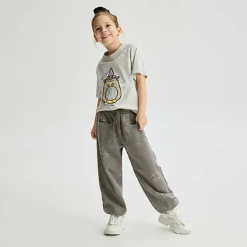 Dívčí kalhoty Reserved - Sportovní kalhoty s aplikací - tmavě šedá - 976FF-90X - 976FF-90X-158