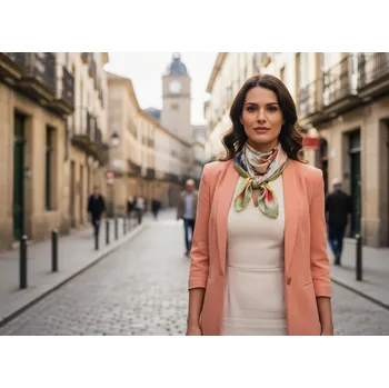 Šátek HEDVA ČESKÝ BROKÁT Šátek PESh 90x90 tisk RŮŽE BORDURA LISTÍ