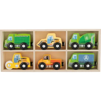 Dřevěná hračka lupilu® Dřevěná autíčka, 6 kusů (stavební vozidla)