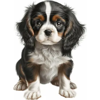 Textilní nažehlovací páska Dante Nažehlovačka Kavalír king Charles španěl štěně - 5 x 6 cm