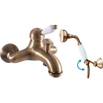 Vanová baterie RAV SLEZÁK Labe se sprchovým setem 150 mm stará mosaz L554.5/2SM