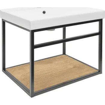 Koupelnový nábytek Konstrukce s umyvadlem Naturel Industrial 59x45x45 cm černá mat KONZOLEUM60DU1