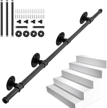 Zábradlí na schodiště, vnitřní a venkovní zábradlí na schody 245 cm Vintage | černý, Barvy a parametry Materiál kov