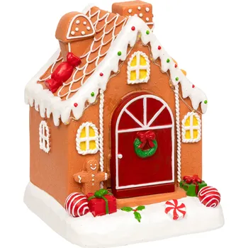 Vánoční dekorace Fééric Lights and Christmas Perníkový domek, 8 LED, pohyblivý se zvukem, 16,2 cm