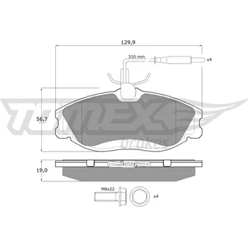 Brzdová destička Sada brzdových destiček, kotoučová brzda TOMEX Brakes 11-62