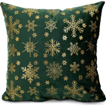 Dekorativní polštářek Vánoční dekorační povlak | TANESI | zelená - zlaté vločky | 45x45 cm | XM22 805511