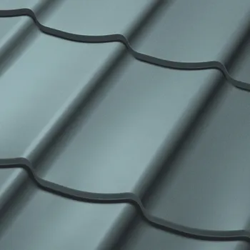 Střešní krytina Velkoformátová profilovaná plechová střešní krytina SATJAM Trend PE25 RAL 7000 šedá