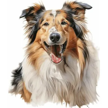 Textilní nažehlovací páska Dante Nažehlovačka Kolie dlouhosrstá hlava - 10 x 12 cm