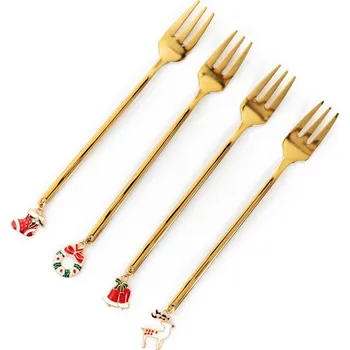 Příbor Vánoční sada | BLANE | zlaté dezertní vidličky | 4 kusy 831268 Cena za 4 kusy v balení