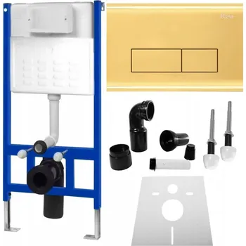 WC sada REA Podomítkový WC systém + tlačítka H - zlatý KPL-90008