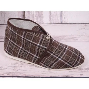 Pánské pantofle BOKAP 073 hnědé káro 44