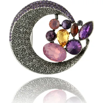 Brož Yvon Vintage brož s ametystovými a jantarovými odlesky