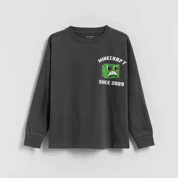 Chlapecké tričko Reserved - Tričko Minecraft s dlouhými rukávy - tmavě šedá - 045FI-90X - 045FI-90X-146