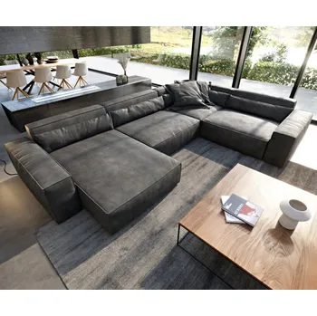 Pohovka Pohovka ve tvaru "U" Sirpio XL 360x260 cm imitace kůže vintage