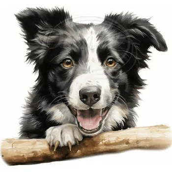 Textilní nažehlovací páska Dante Nažehlovačka Border Collie štěně - 12 x 11 cm