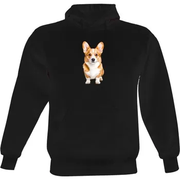 Pánská mikina Pánská mikina s kapucí s potiskem Corgi bavlna a chlupy pánské