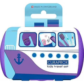 Elektrický zubní kartáček CURAPROX Travel set KIDs, fialový