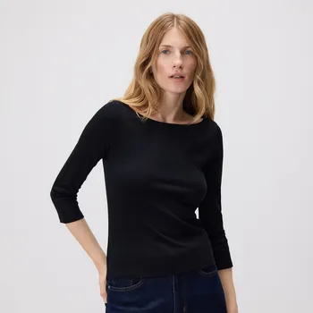 Reserved - Bavlněné tričko s dlouhými rukávy - černý - 406GA-99X - 406GA-99X-XXL