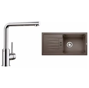 Granitový dřez Blanco Set 11-C 25 Favum XL 6 S Kávová + Mila Chrom