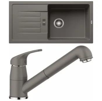 Granitový dřez Blanco Set 11-B 25 Favum XL 6 S Šedá vulkán + Daras-S Šedá vulkán