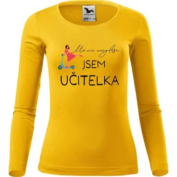 Dámské oblečení DOBRÝ TRIKO Dámské bavlněné triko Učitelka koloběžka Velikost: XL, Barva: Žlutá