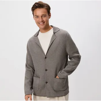 Pánský svetr Reserved - Kardigan s límečkem - tmavě hnědá - 024FR-89M - 024FR-89M-M