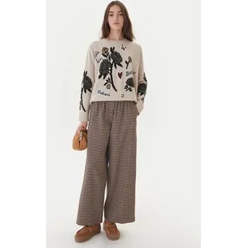 Weekend Max Mara Kalhoty z materiálu Ebe 2525136052 Béžová Wide Leg 36