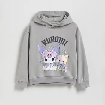 Dívčí mikina Reserved - Mikina s kapucí Kuromi - tmavě šedá - 267FA-90X - 267FA-90X-U12