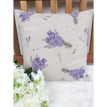 Povlak na dekorativní polštářek Povlak na polštář - levandule na režné