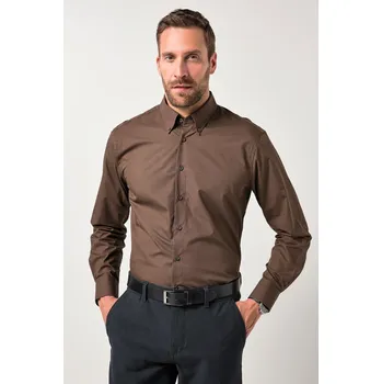 Pánská košile JP1880, Plus size Košile JP1880, dlouhé rukávy, drobný potisk, límeček s knoflíky, Modern střih, do 8XL pro plnoštíhlé nadměrná velikost, 842528349-1452, hnědý, 3XL, Plus size oblečení, Oblečení pro vysoké muže, Nadměrné velikosti, Oblečení pro plnoštíhlé