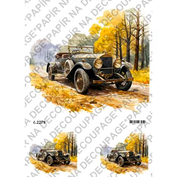 Umělecký papír Rýžový a soft papír na decoupage - Auto veterán - KB2279 Materiál: Soft, Rozměr: A4
