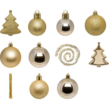 Vánoční dekorace Atmosphera Sada vánočních ozdob, 44 kusů, zlaté