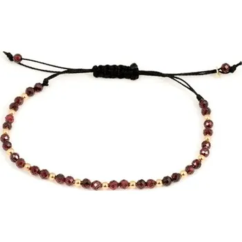 Náramek Provázkový náramek se zlatými kuličkami a přírodními granáty ZLNA1574F + Dárek zdarma