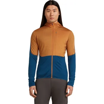 Pánská mikina Pánská merino mikina ICEBREAKER Mens 200 Realfleece Descender LS Zip Hood, Trail/Atlantis/Cb velikost: M