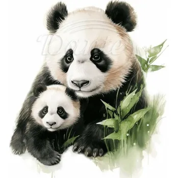 Textilní nažehlovací páska Dante Nažehlovačka Panda máma a mládě - 11 x 12 cm