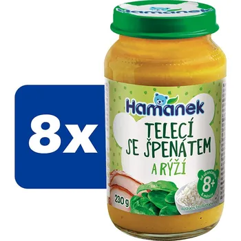 Hamánek Telecí se špenátem a rýží - 8 x 230 g