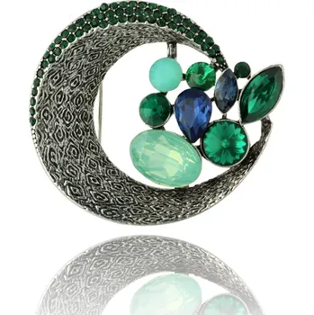 Brož Yvon Vintage brož s dekorativní strukturou a barevnými kameny