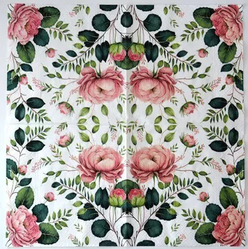 Ubrousek na decoupage - Květiny - Růže růžová