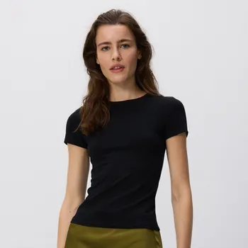 Dámské tričko Reserved - Bavlněné tričko slim fit - černý - 545GA-99X - 545GA-99X-XXL