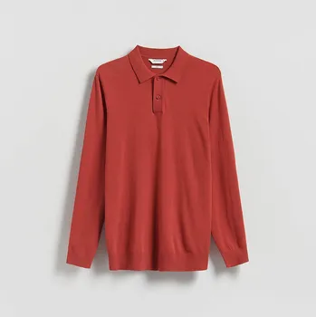 Pánský svetr Reserved - Viskózový polo svetr - ostře červená - 019FR-29X - 019FR-29X-XXL