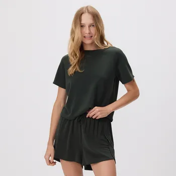 Dámské kraťasy Reserved - Hladké modalové šortky - tmavě zelená - YH604-79X - YH604-79X-XL